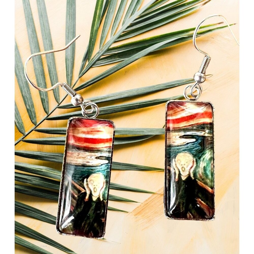 New The Scream Earrings Dangle Art to Wear Abstract Edward Munch Artist Handmade